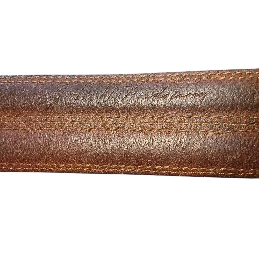 John W. Nordstrom Brown Genuine Leather Belt Size 34 Handcrafted In The USA